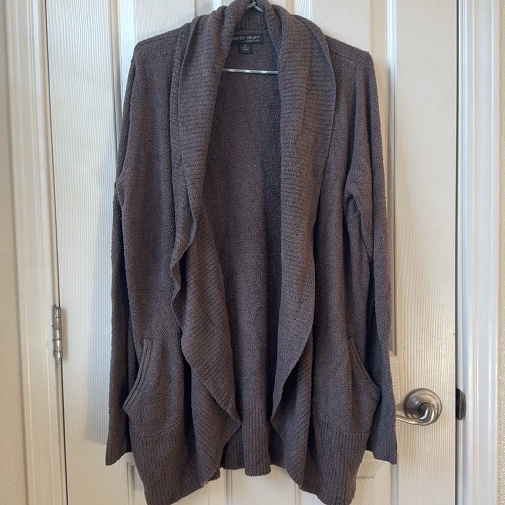 Barefoot Dreams CozyChic Lite Circle Cardi Knit Open Cardigan Sweater Brown XL